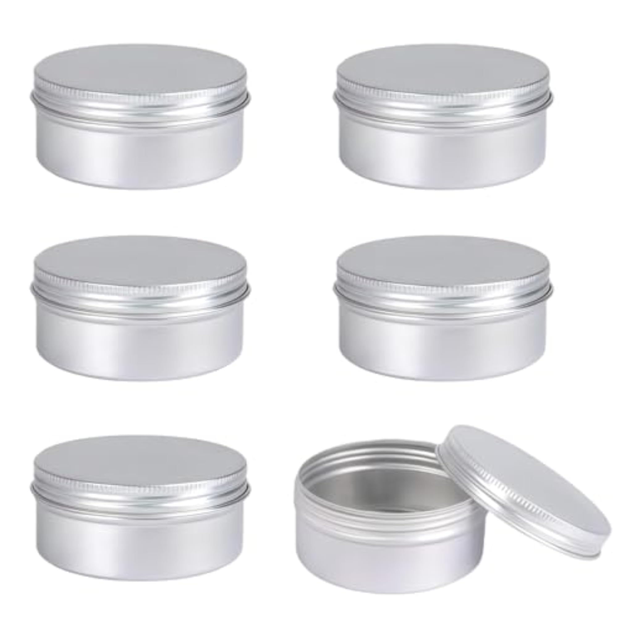120Ml Round Aluminum Jars, 6Pcs